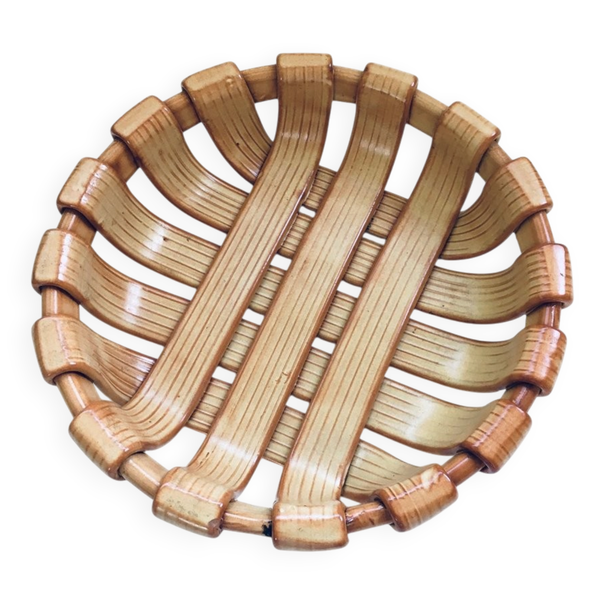 Vintage Art Studio Ceramics Braided Bowl, 1960s