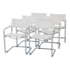 6 chaises Fasem Italia chrome et cuir blanc