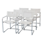 6 Fasem Italia chrome and white leather chairs