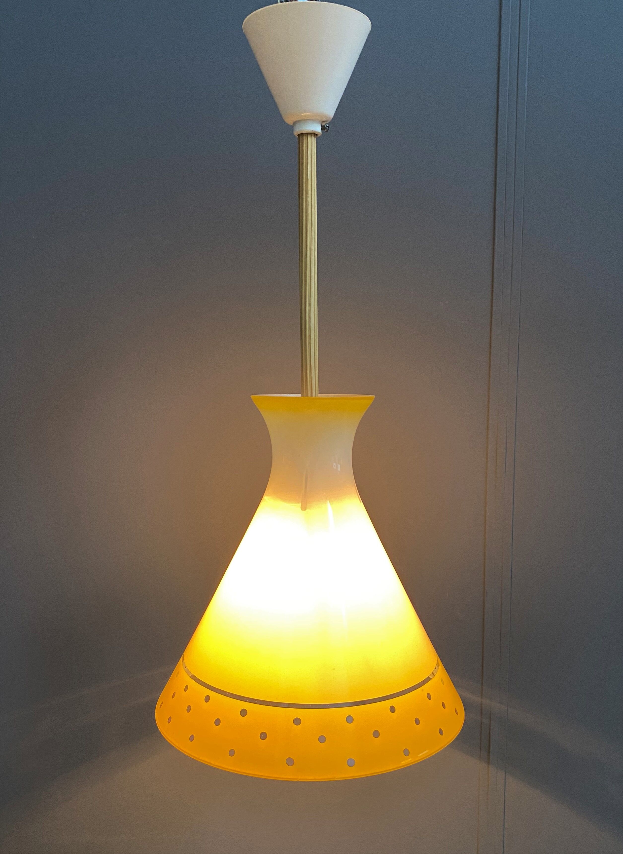 Yellow Glass pendant lamp 1960s