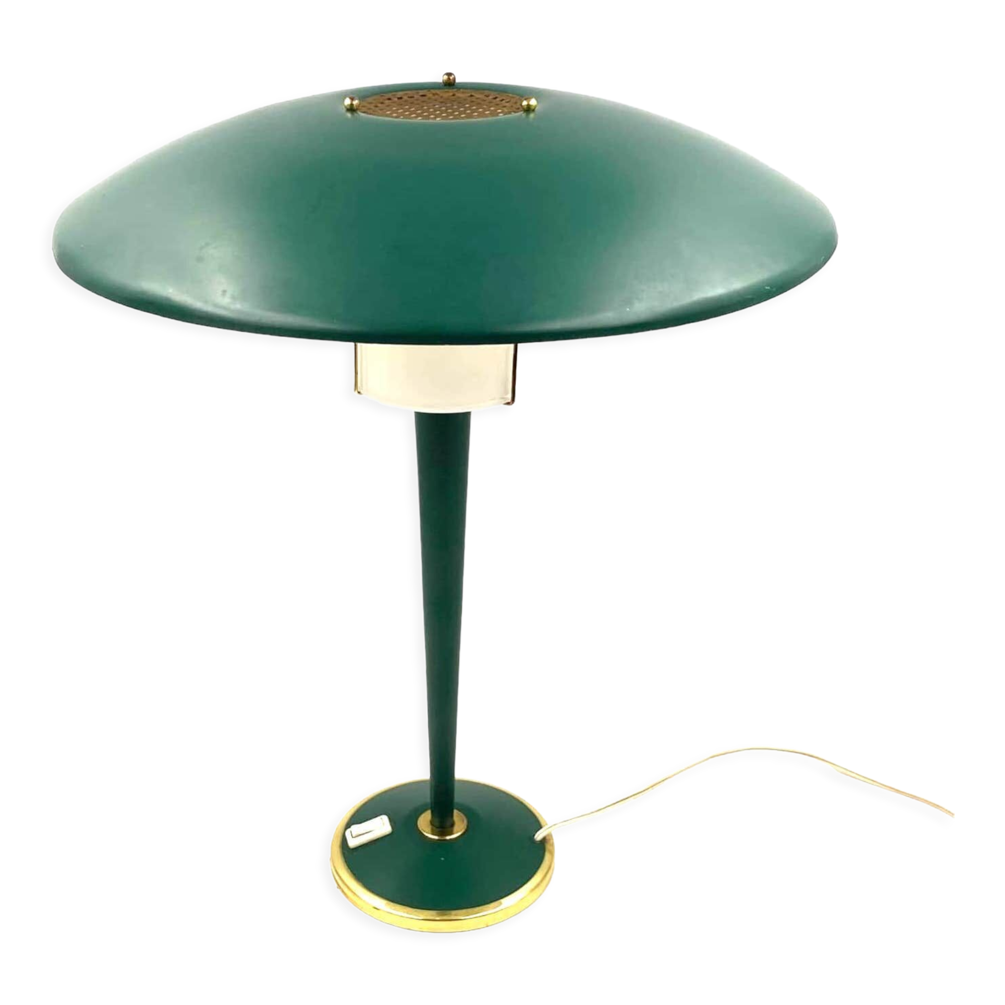 Modernist petrol green table lamp, France 1960s