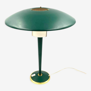 Modernist petrol green table lamp, France 1960s