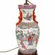 Large polychrome Chinese porcelain lamp on a wooden base – 63 cm