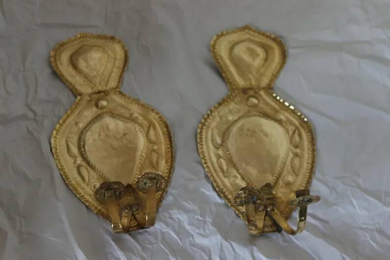 Baroque Style Mid-Century Brass Swedish Sconces