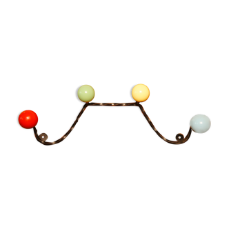 Wall-mounted door 4 colored wooden balls 1960
