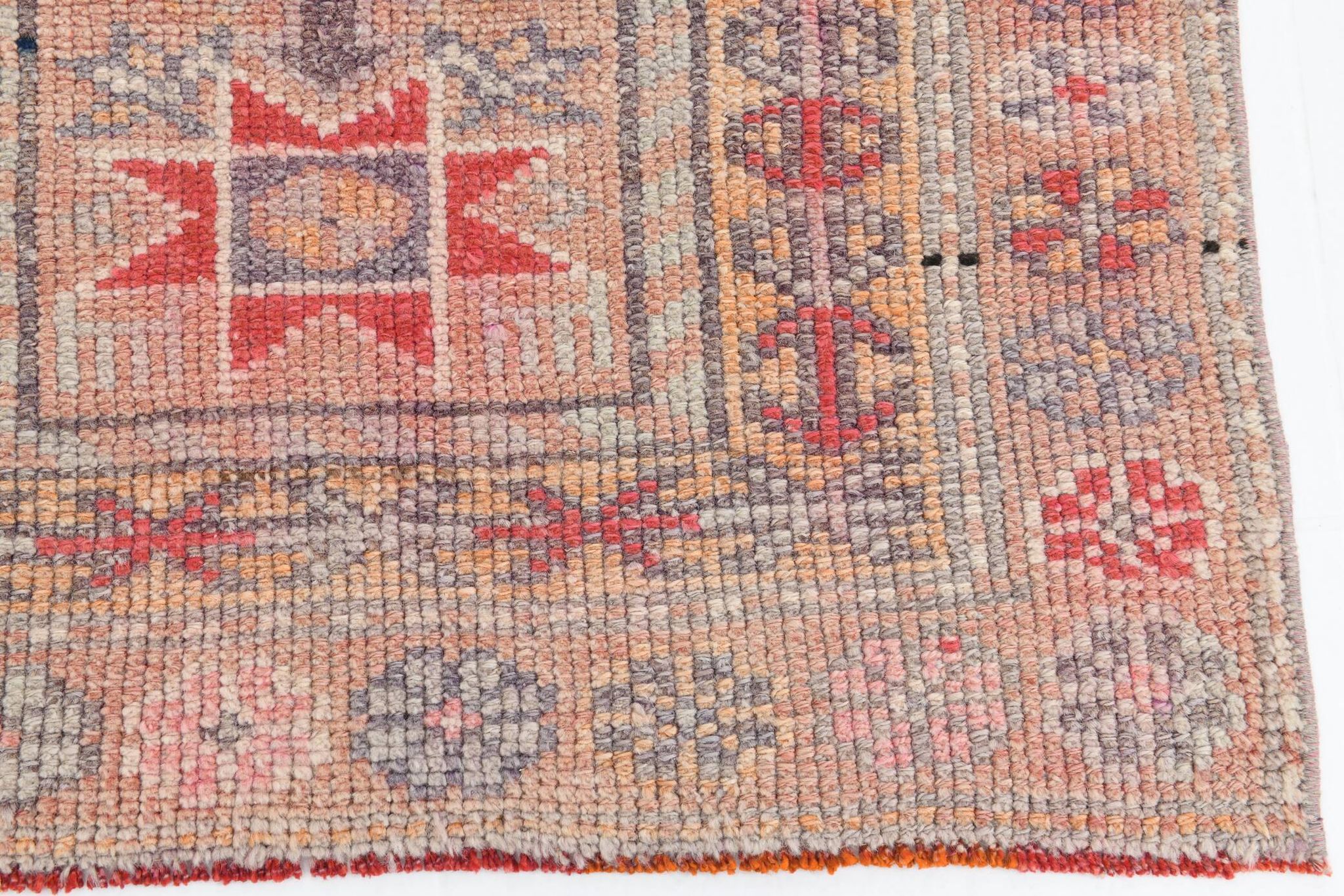 3x13 Soft Pink Vintage Oushak Long Stairs Runner Rug, 83x379 Cm