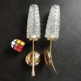 gold metal and glass sconces 1950