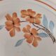Set of 6 vintage orange and blue floral plates – 1950s
