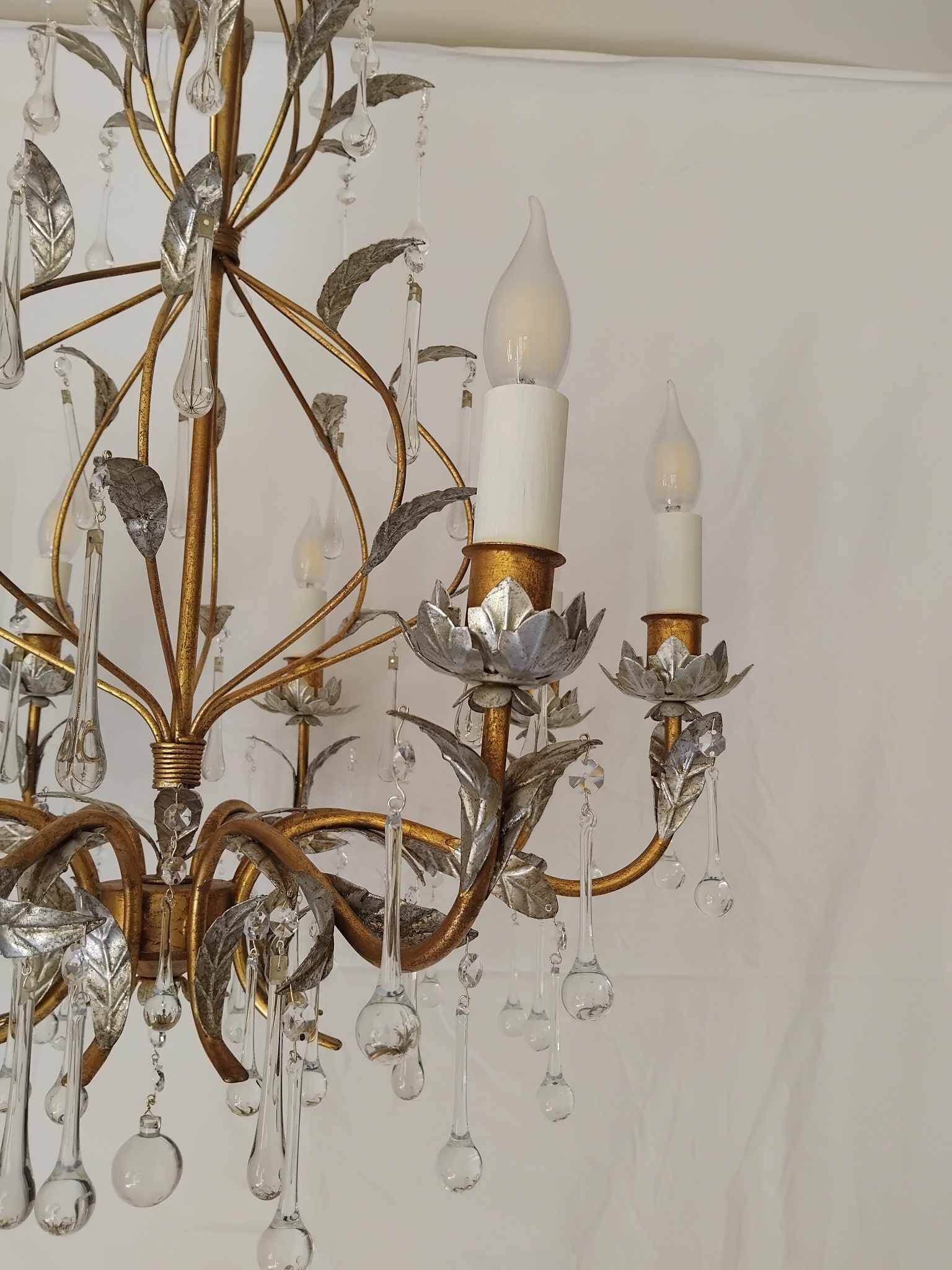Holywood Regency 70's 8-light chandelier