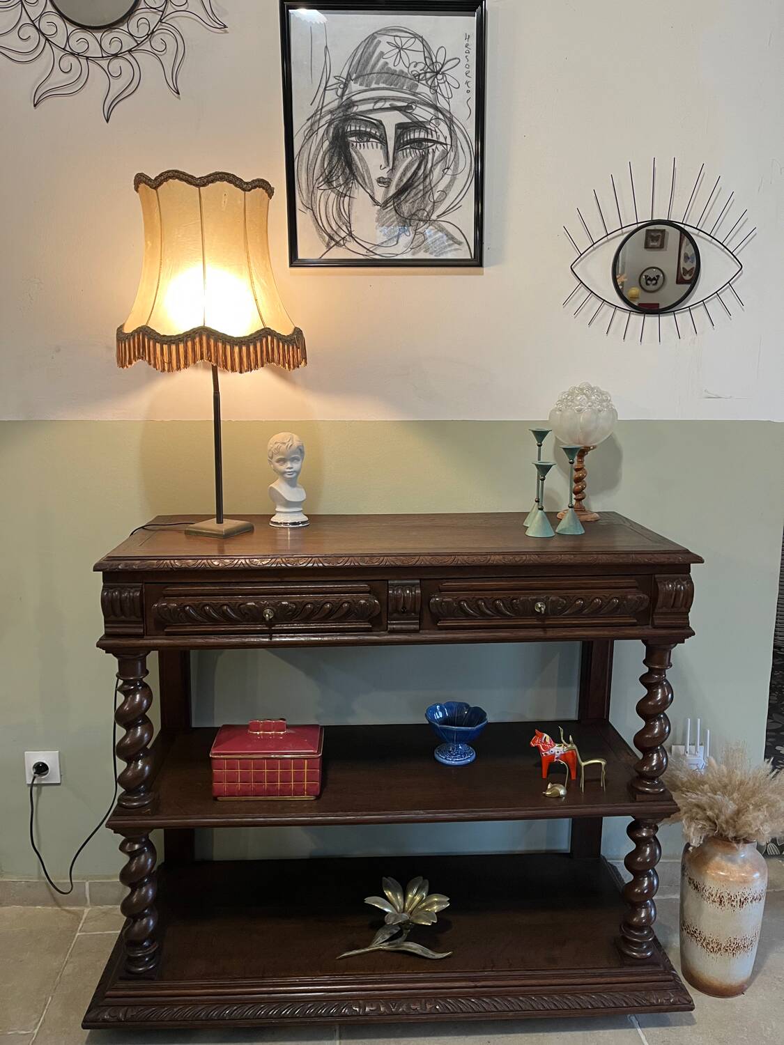 Console or turned wooden service table