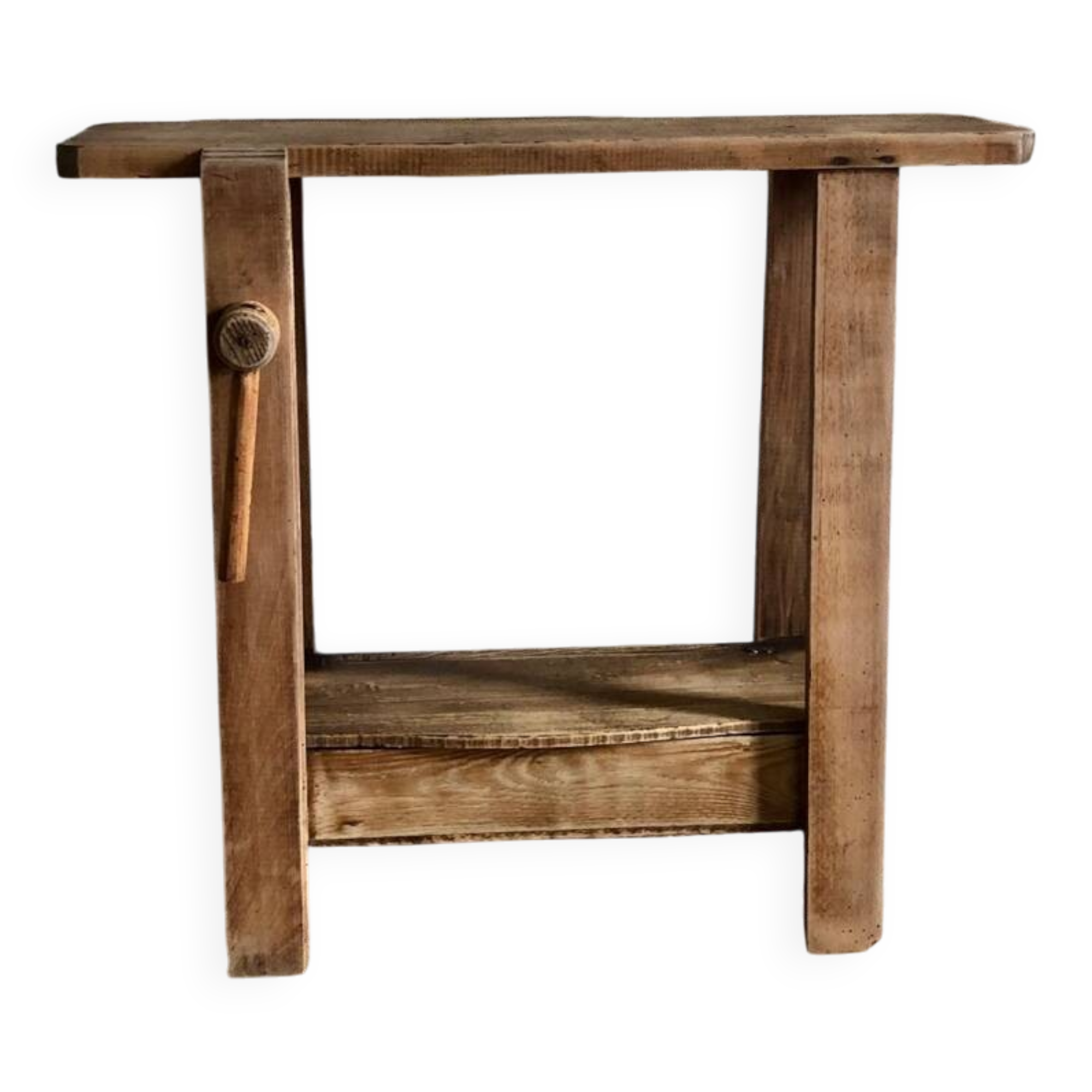Restored antique wooden workbench