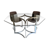 Table Roche bobois Vintage octagonal, 70s with 7 chairs to restore, clean