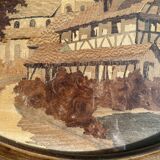 Service tray in marquetry