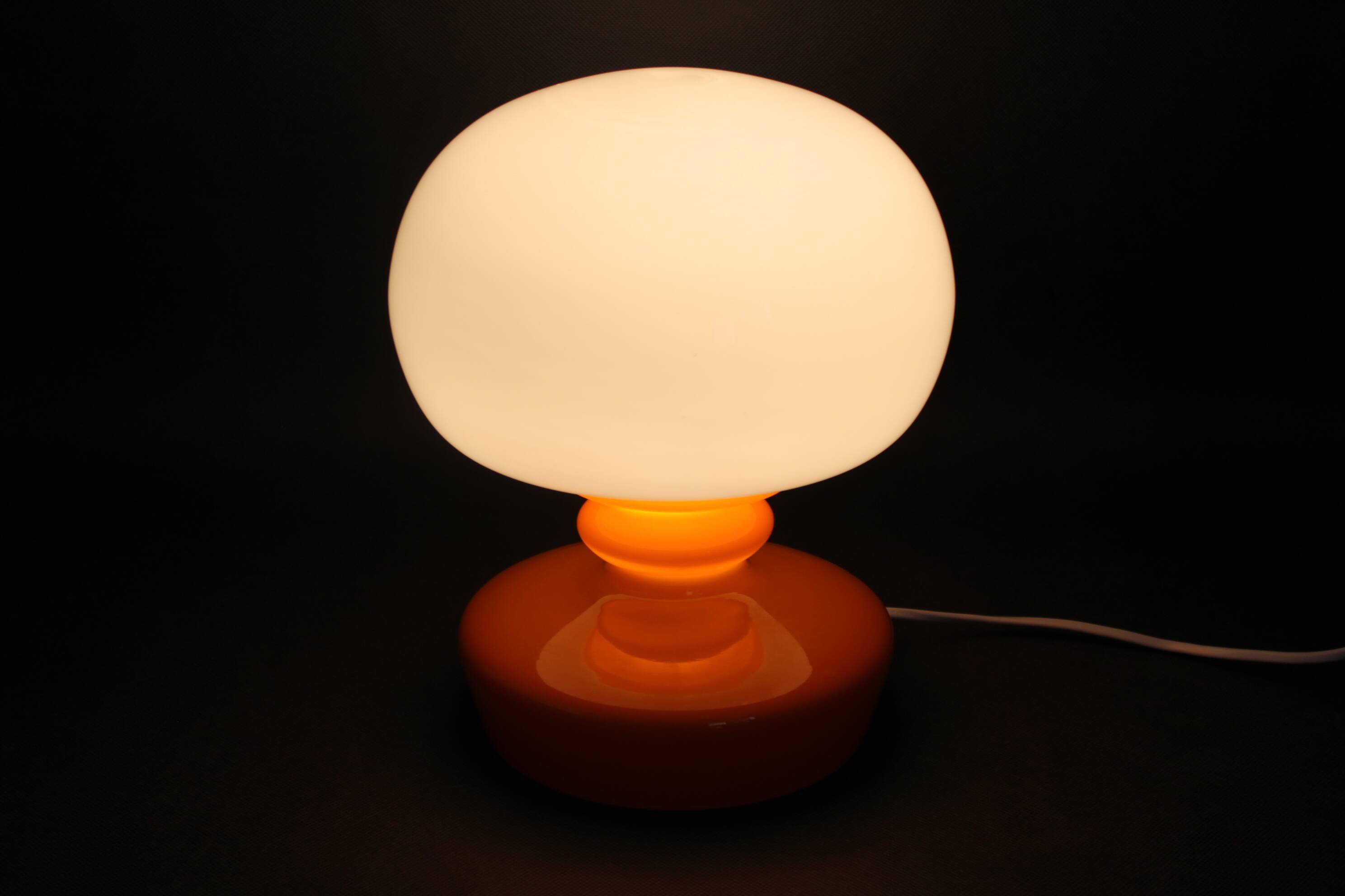 1970s Stepan Tabery Orange Glass Mushroom Table Lamp, Czechoslovakia