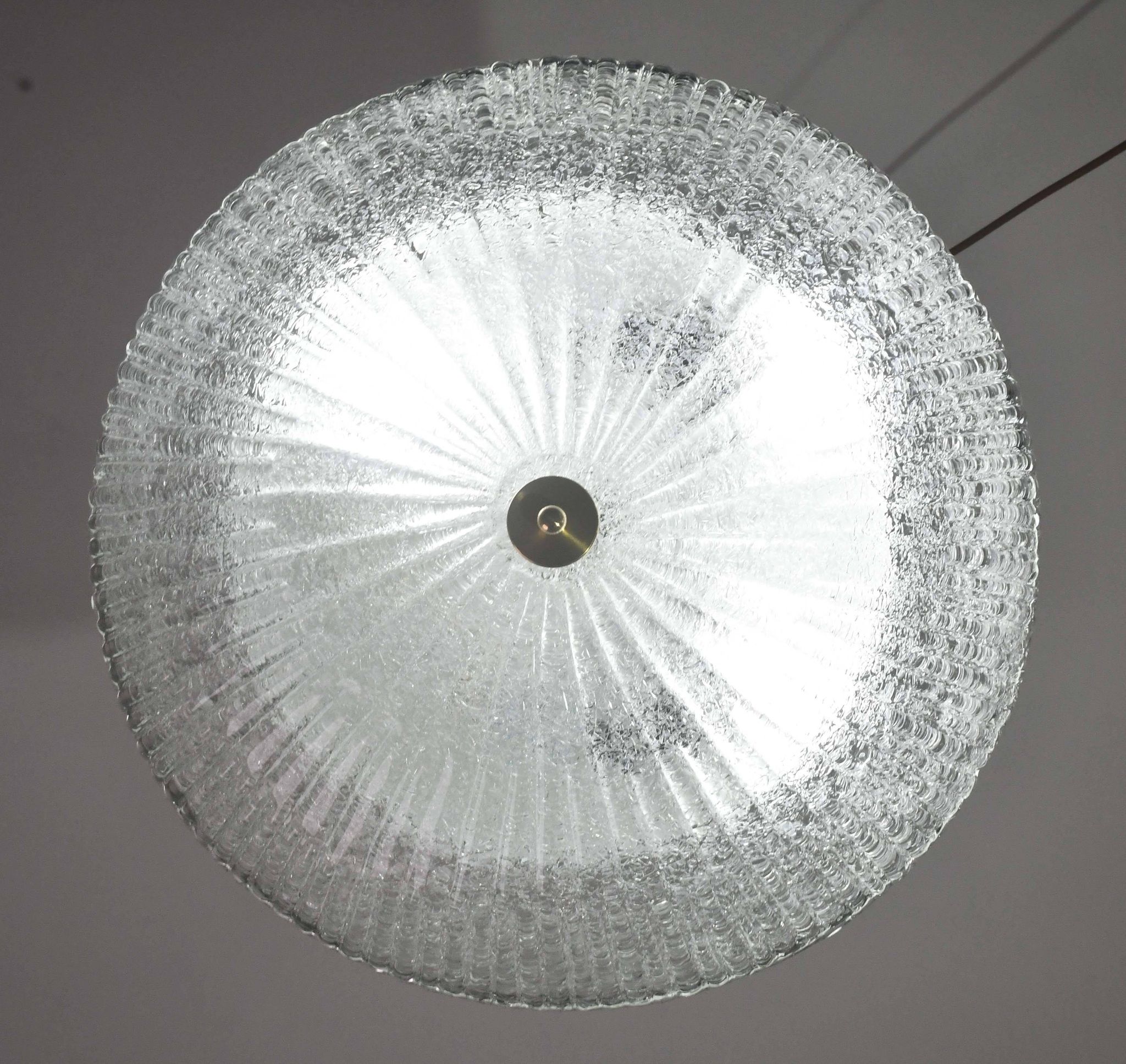 Vintage Italian Transparent Murano Glass Flush Mount Light