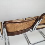 Vintage chrome tubular and cane dining chairs, 1970, italy