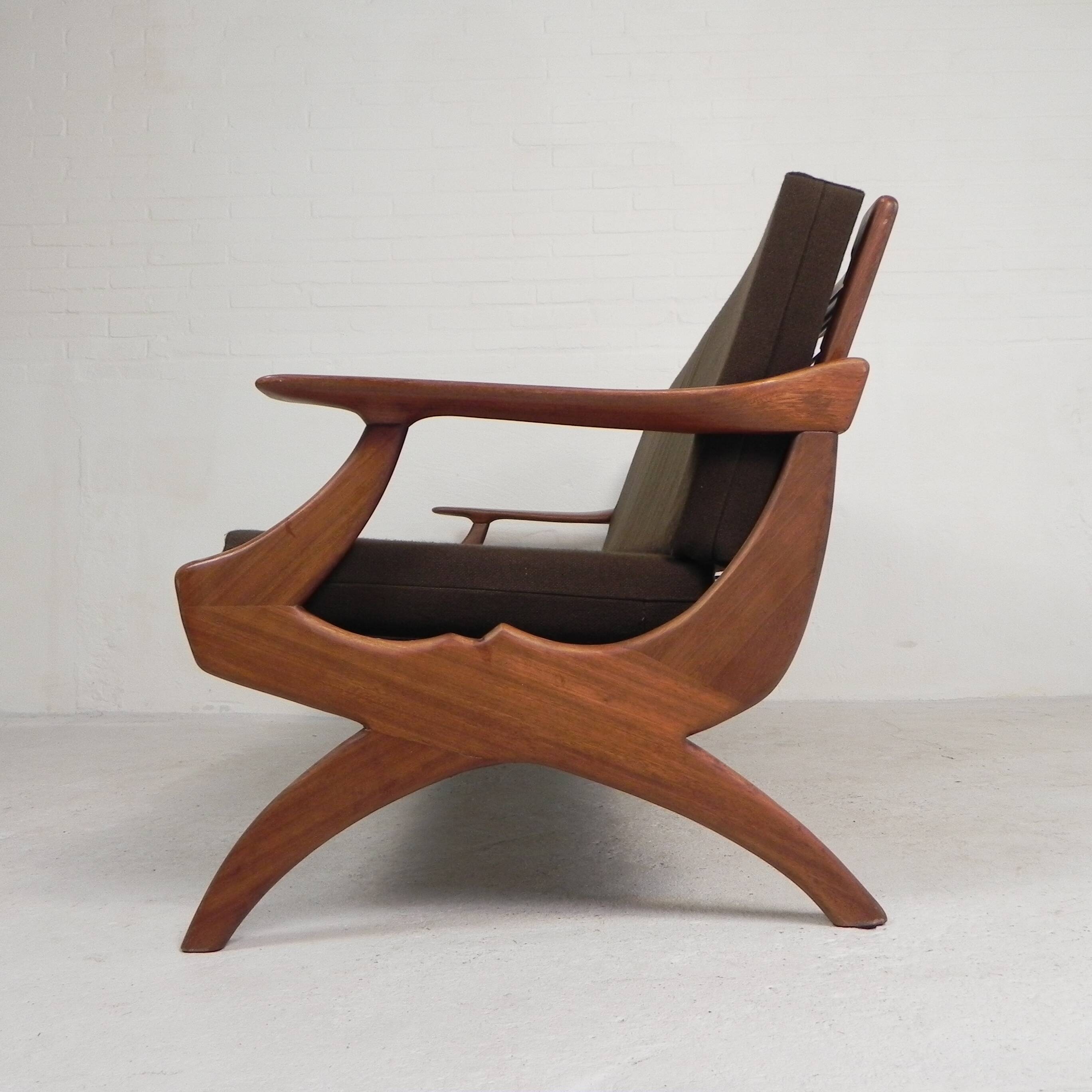 Three-seater teak sofa from De Ster Geldermalsen Gelderland, 1960s.