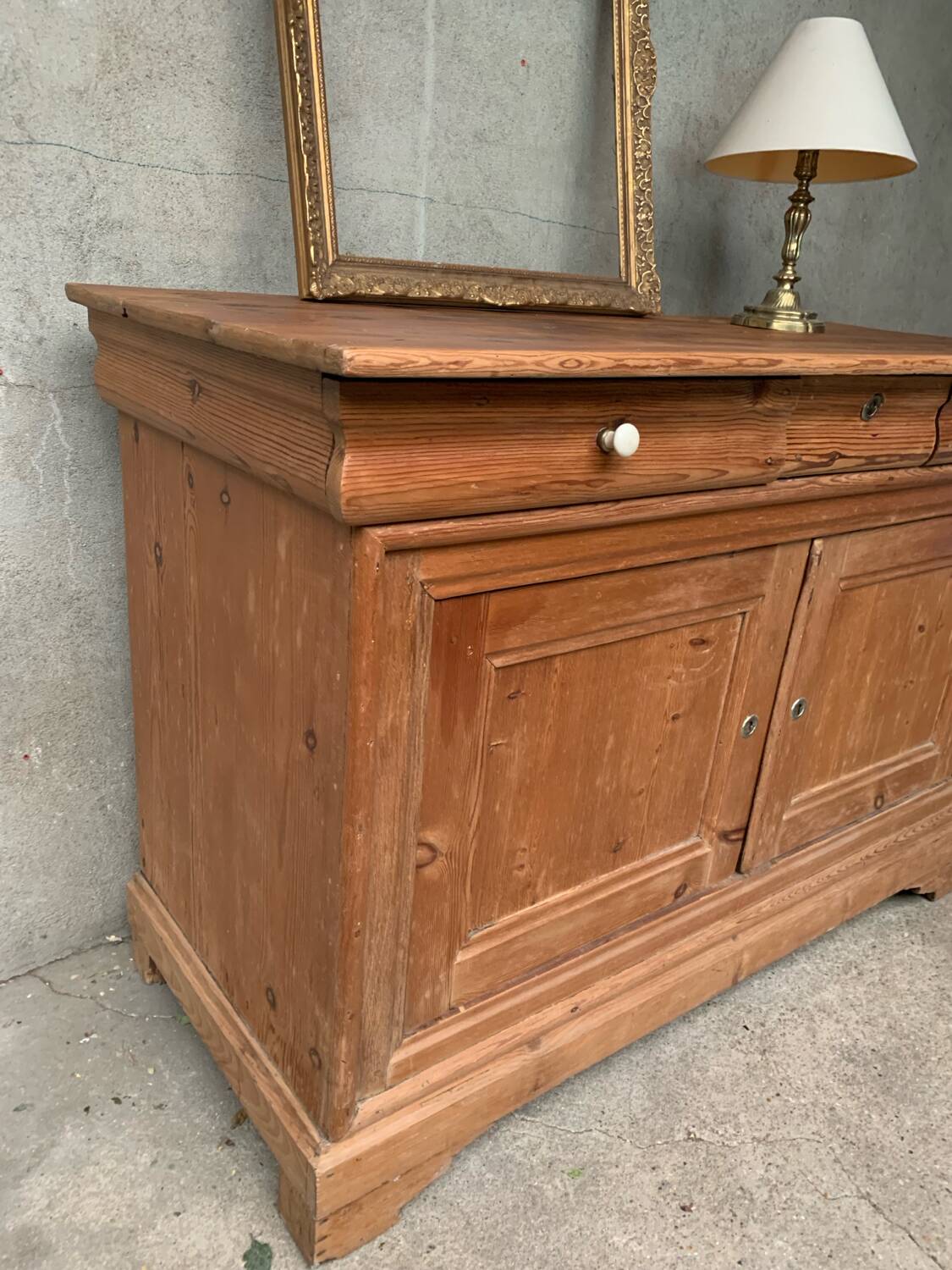 Honey-colored wood sideboard