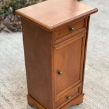 Solid wood bedside table with drawers and door