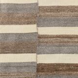 Contemporary Brown & Beige Striped Motifs Vintage Kilim Rug, 226x306Cm