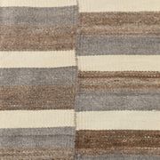 Contemporary Brown & Beige Striped Motifs Vintage Kilim Rug, 226x306Cm