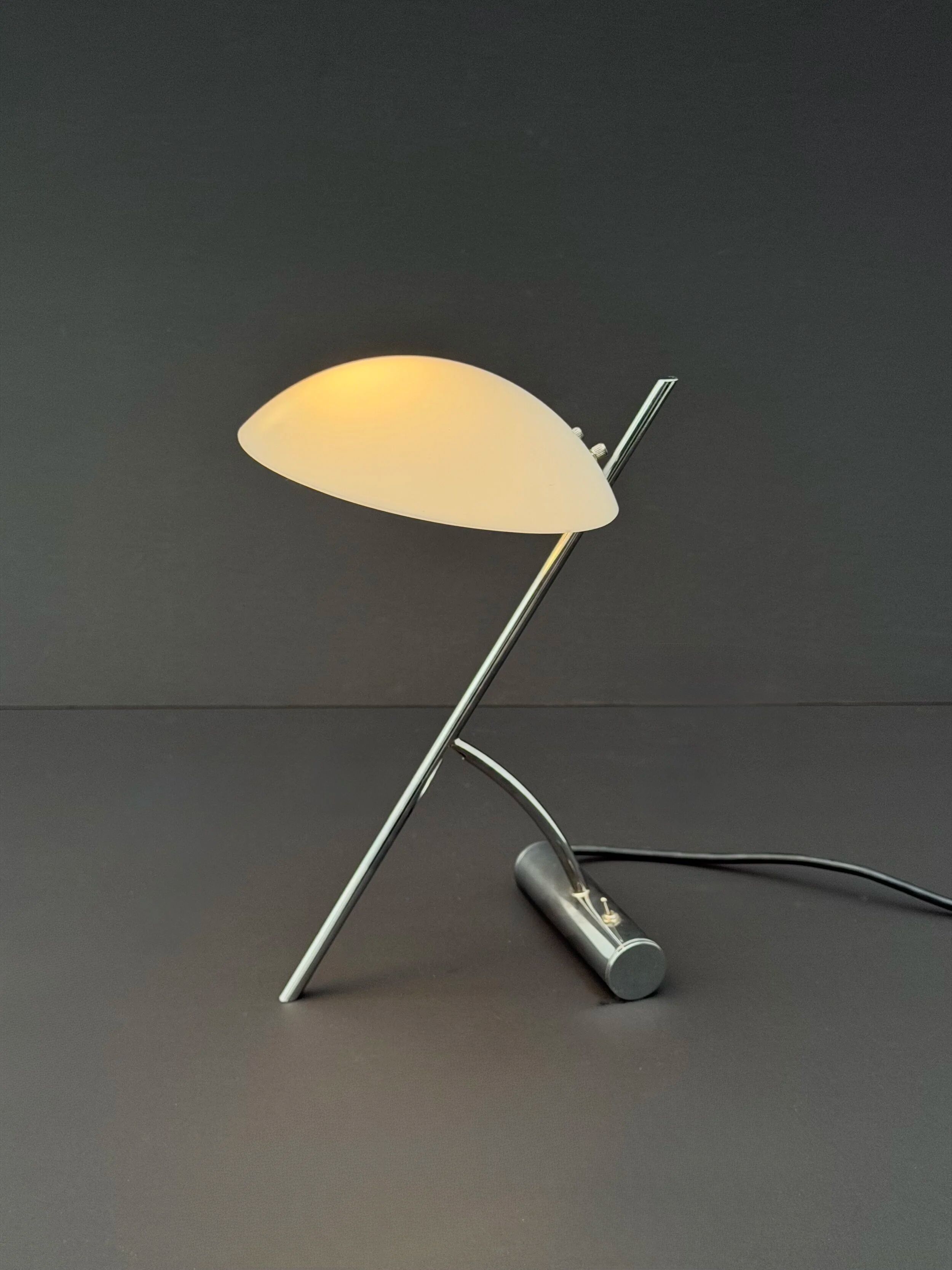 "girasole" lamp by de majo in chrome and opaline, italy 1990