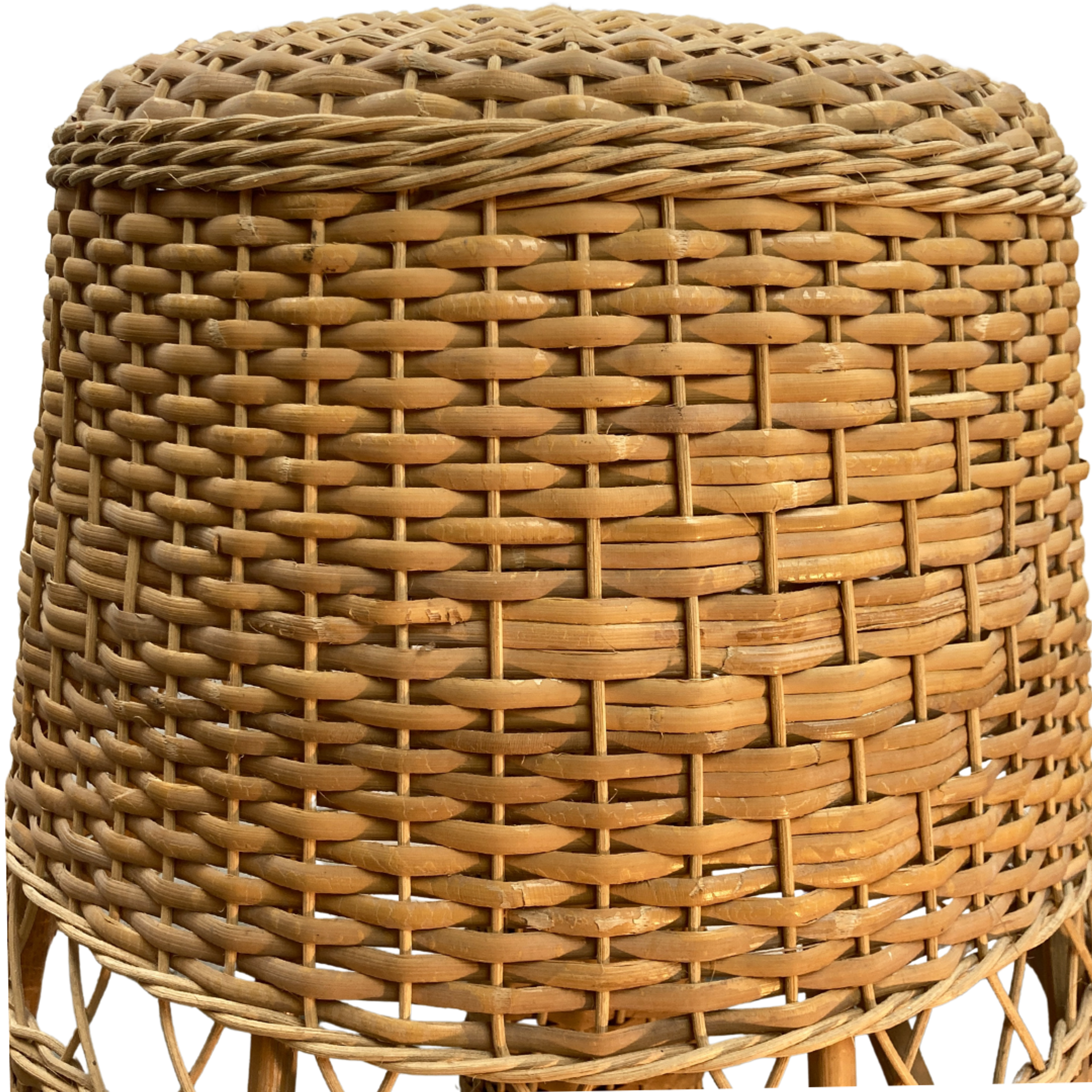 Rattan wicker mushroom table lamp, 1960s-1970s