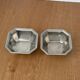 Pair of small vintage octagonal bowls in stainless steel, futuristic Italian style.