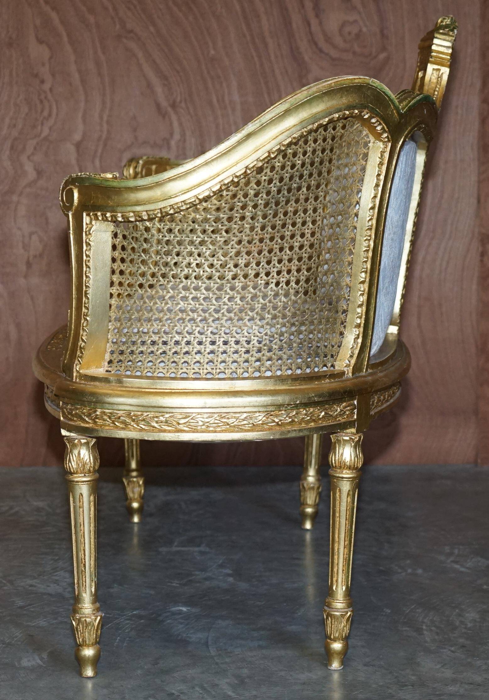 Louis XVI Napoléon III Bergère Canapé in gilded wood