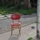 Chaise de bureau vintage rouge en skaï et bois, style 1960s Europe centrale