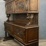 Renaissance sideboard in solid walnut with its original patina circa 1850