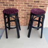 Paire de tabouret rotin noir