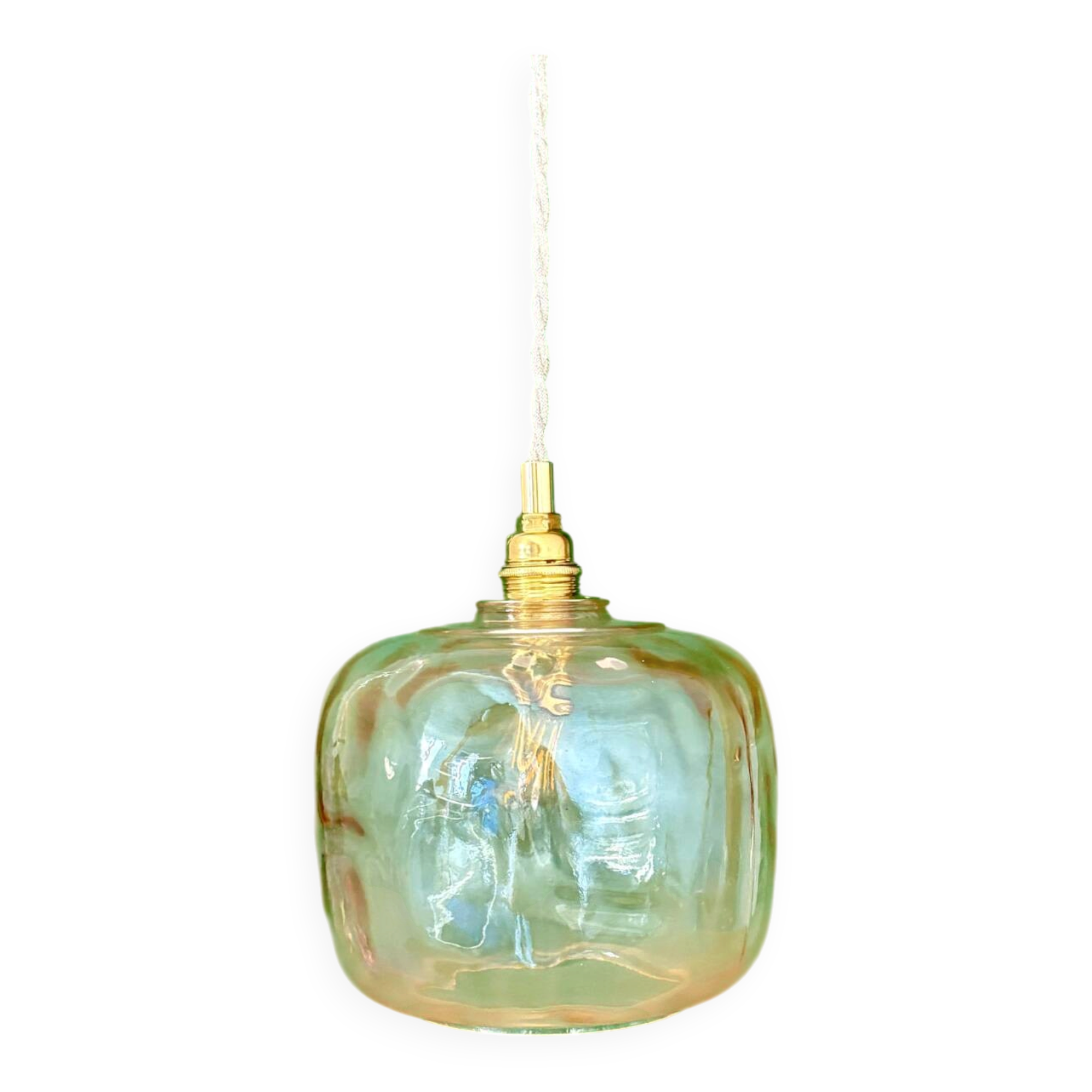 Suspension globe vintage en verre ambré