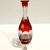 Bohemian Transparent and Red Crystal Decanter Bottle by Dresden Crystal, Germany