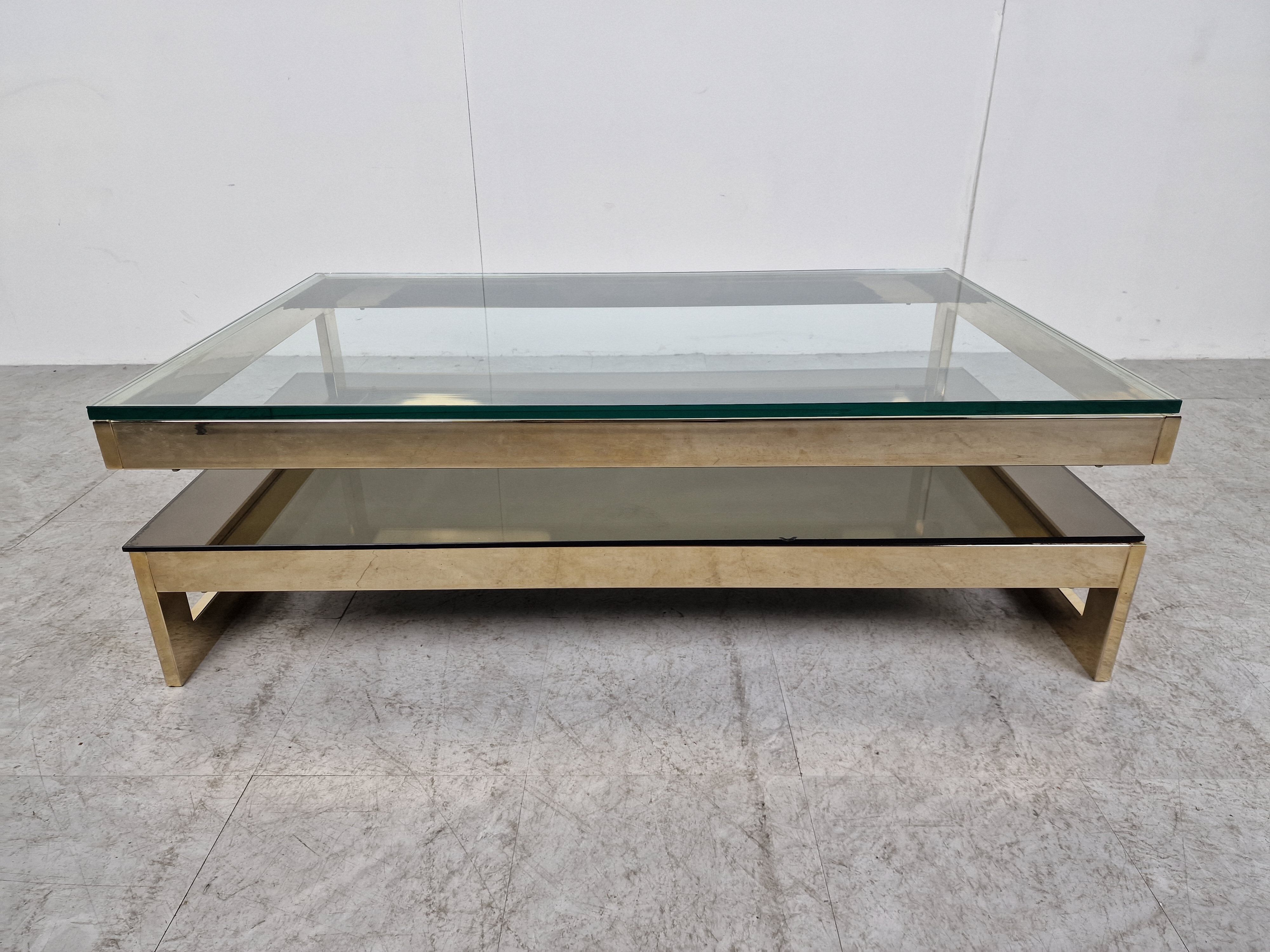 Vintage gold leaf coffee table by Belgochrom, 1970s