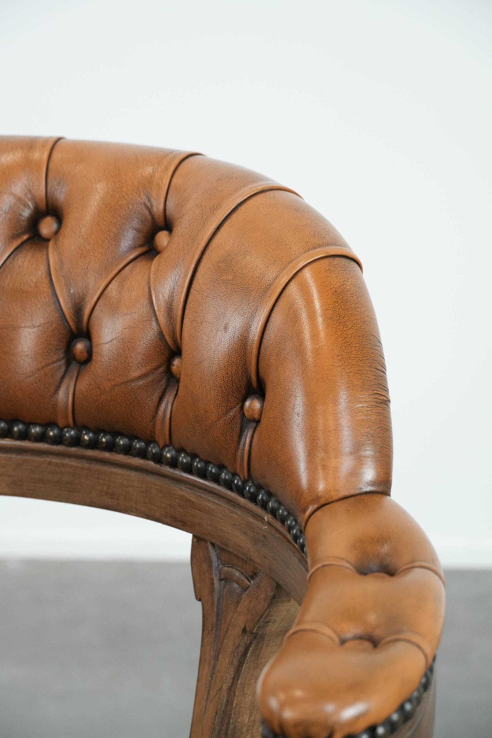 Chaise de bureau chesterfield en cuir de vache classique et intemporelle de style anglais