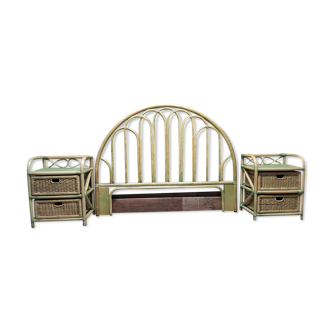 Bamboo headboard and its 2 bedsides