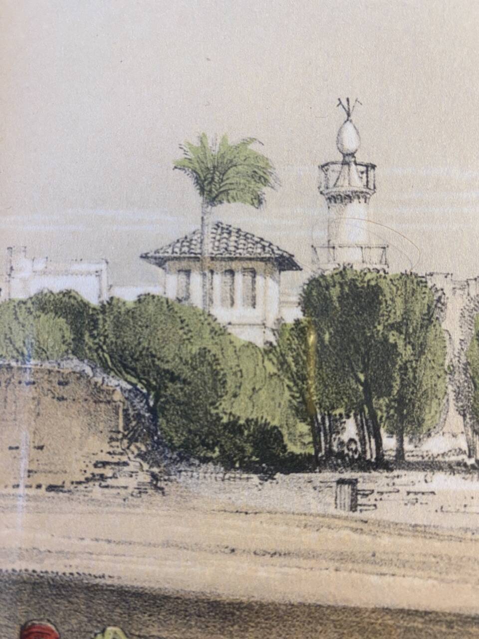 Orientalist engraving, view of the Shereef Bey Palace in Cairo, 20th century