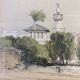 Orientalist engraving, view of the Shereef Bey Palace in Cairo, 20th century