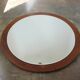 Round teak mirror, 1970s – vintage, diameter 70 cm
