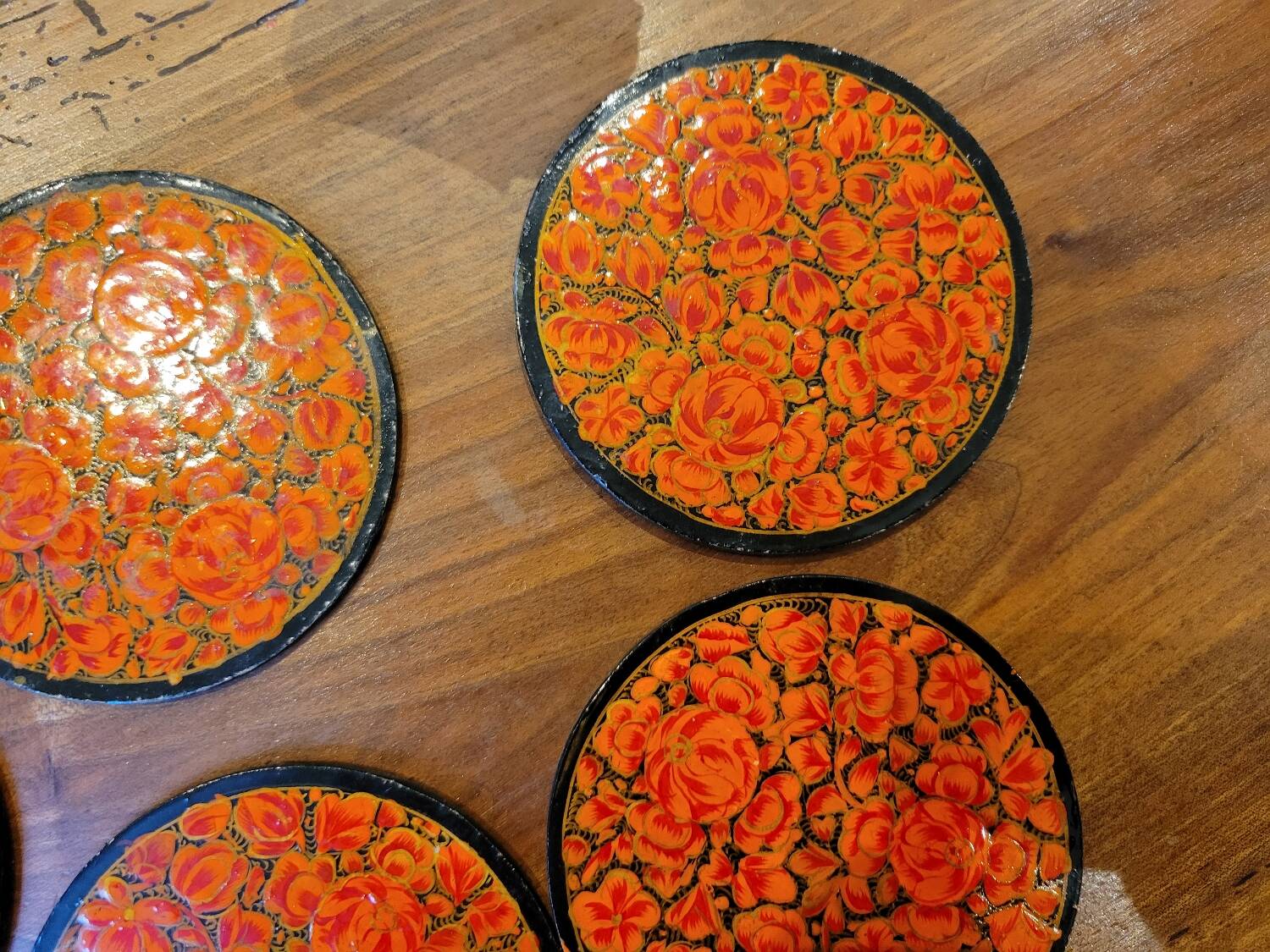 Under a painted wooden frame