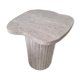 Alpha irregular side table in natural travertine - ribbed foot