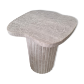 Table d’appoint Alpha irrégulière en travertin naturel - pied strié