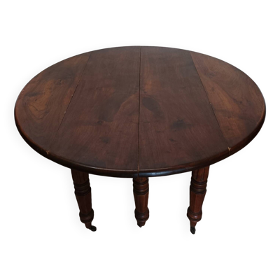 Ancienne table Louis Philippe 6 pieds sur roulettes
