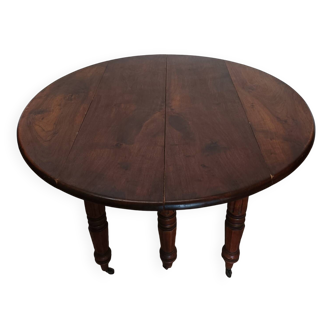 Ancienne table Louis Philippe 6 pieds sur roulettes