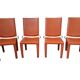 Set di 4 Sedie Design in Cuoio Arancione e Ferro Vintage