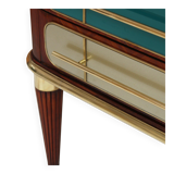 Mid Century Modern Italian Sideboard Wood and Colored Glass. 1950s