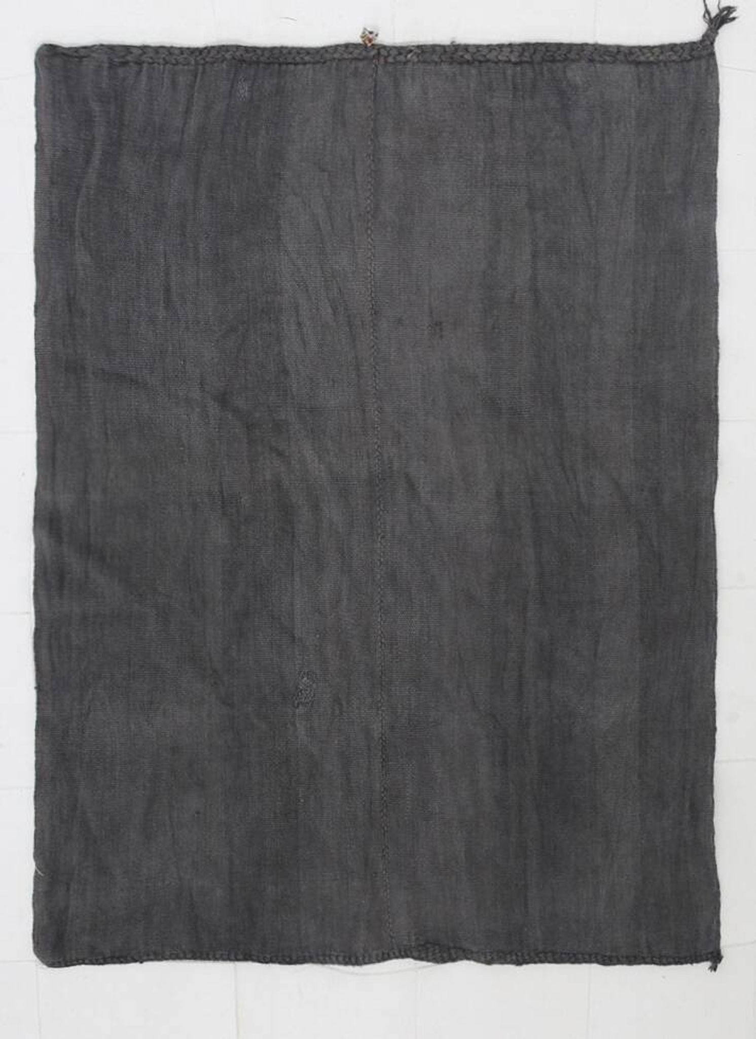 Tapis Kilim doux anthracite gris grande surface pour chambre, 147x205 cm