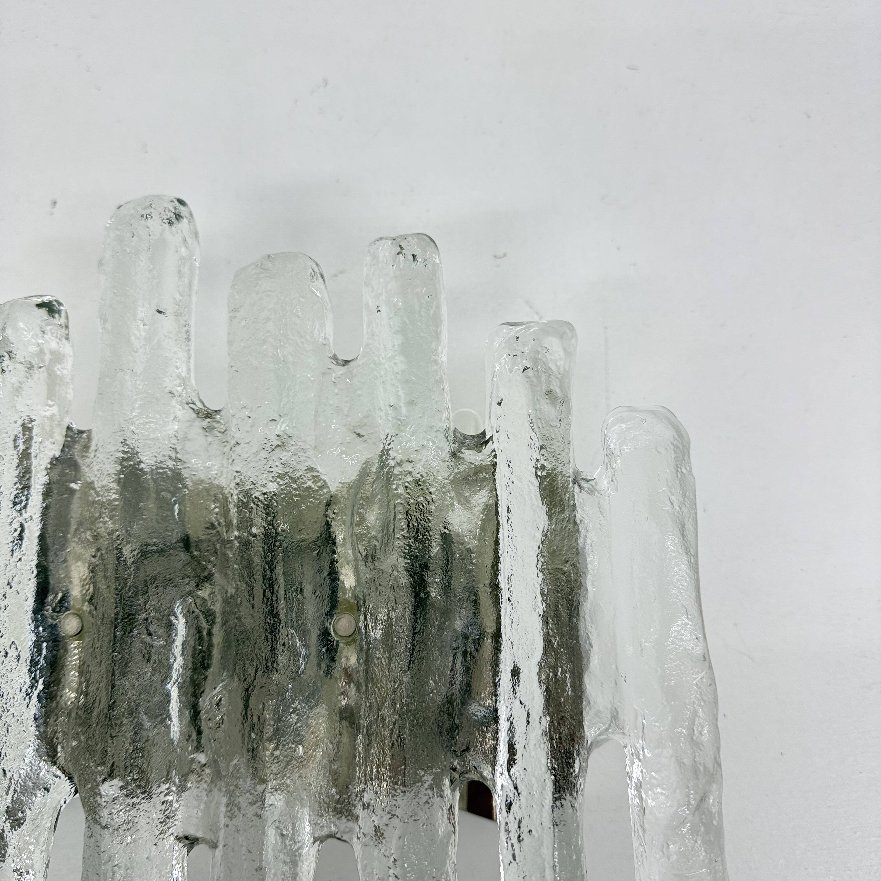 Wall sconces in Murano ice glass and metal by J.T. Kalmar for Kalmar, 1960s
