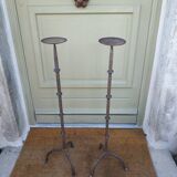 Duo of large candle holders